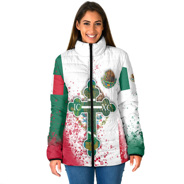 Mexico Women Padded Jacket Flag & Coat Of Arms Orthodox Style