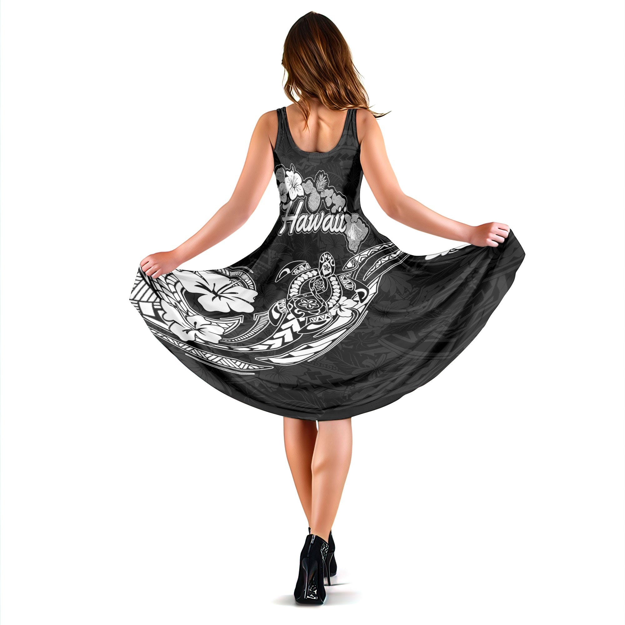 Hawaii Seal Midi Dress Turtle & Map Style