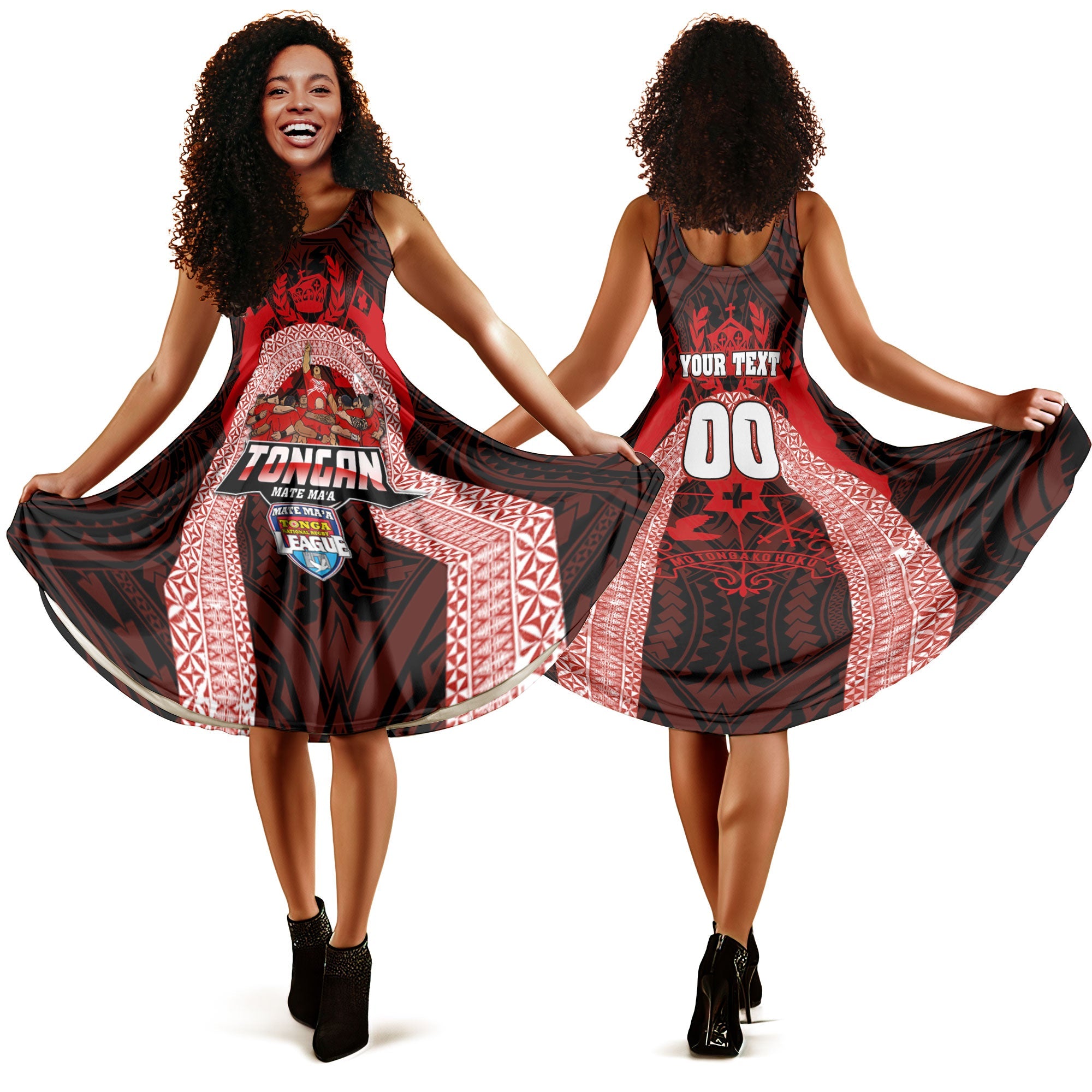 Custom Tonga Mate Ma'a Rugby League Midi Dress