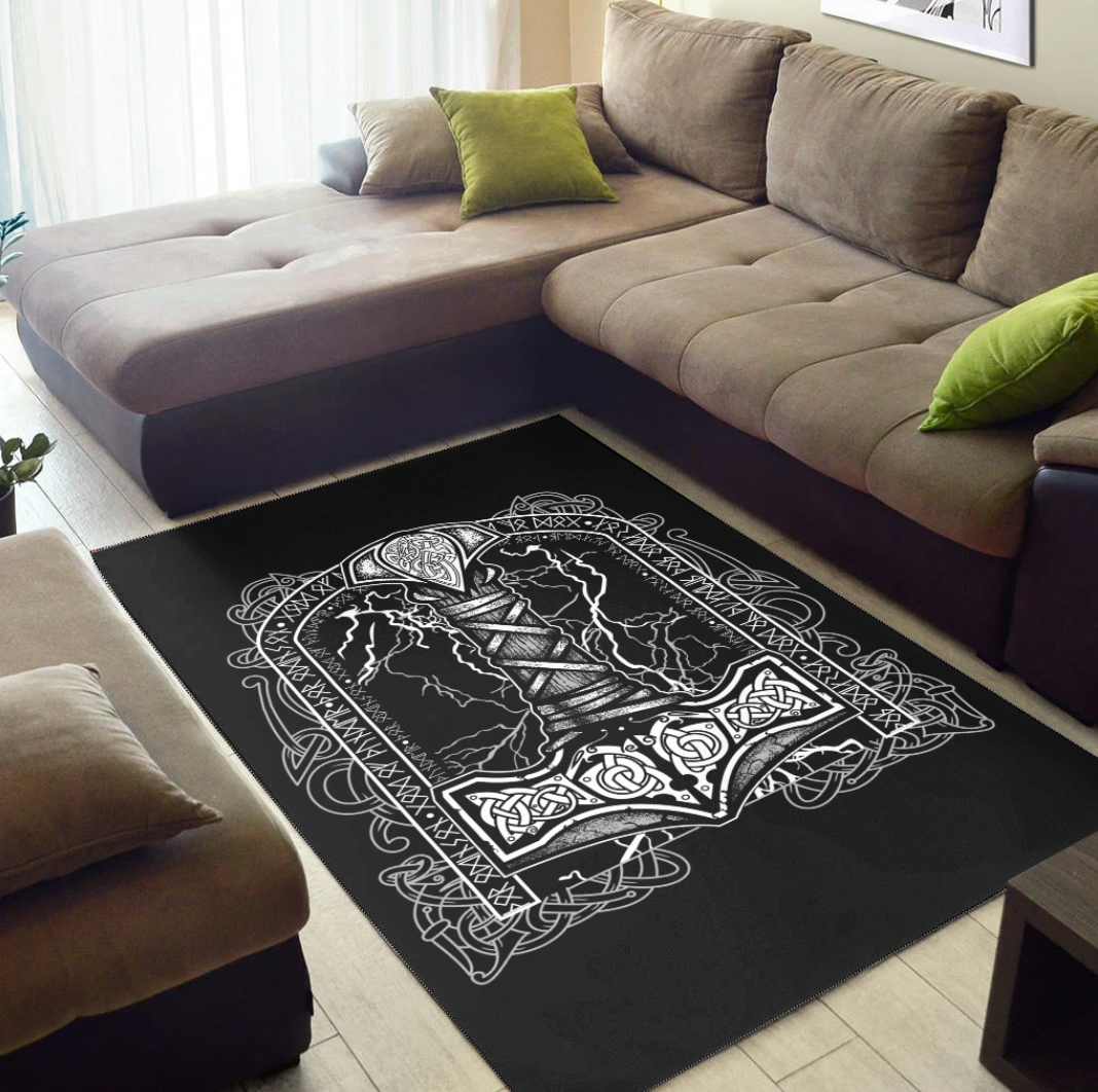 Viking Area Rug Mjolnir Hammer