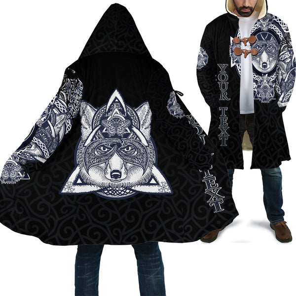 Custom Viking Hooded Coat Fox and Butterfly Style Celtic