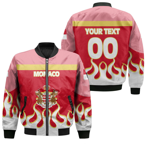 Monaco Bomber Jacket Flag & Coat Of Arms Fire Hockey Style