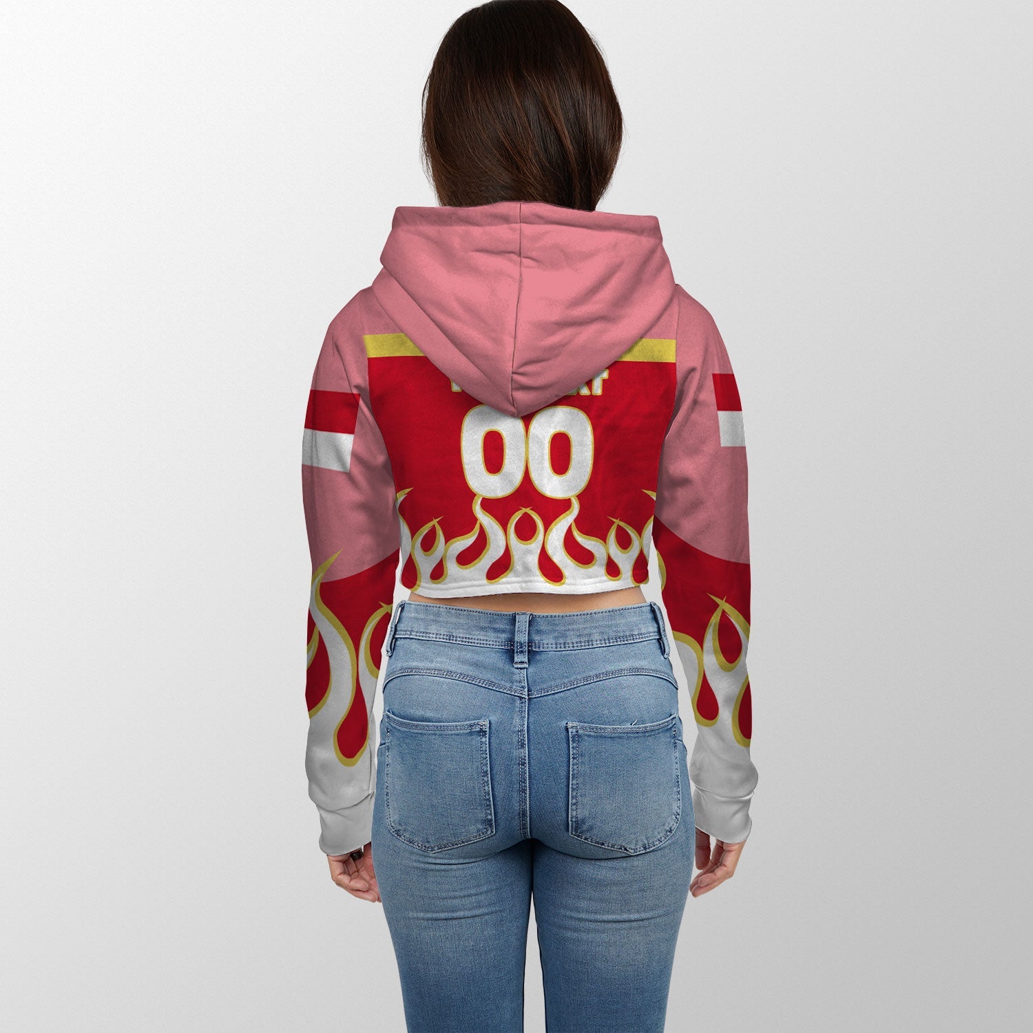 Monaco Crop Hoodie Flag & Coat Of Arms Fire Hockey Style