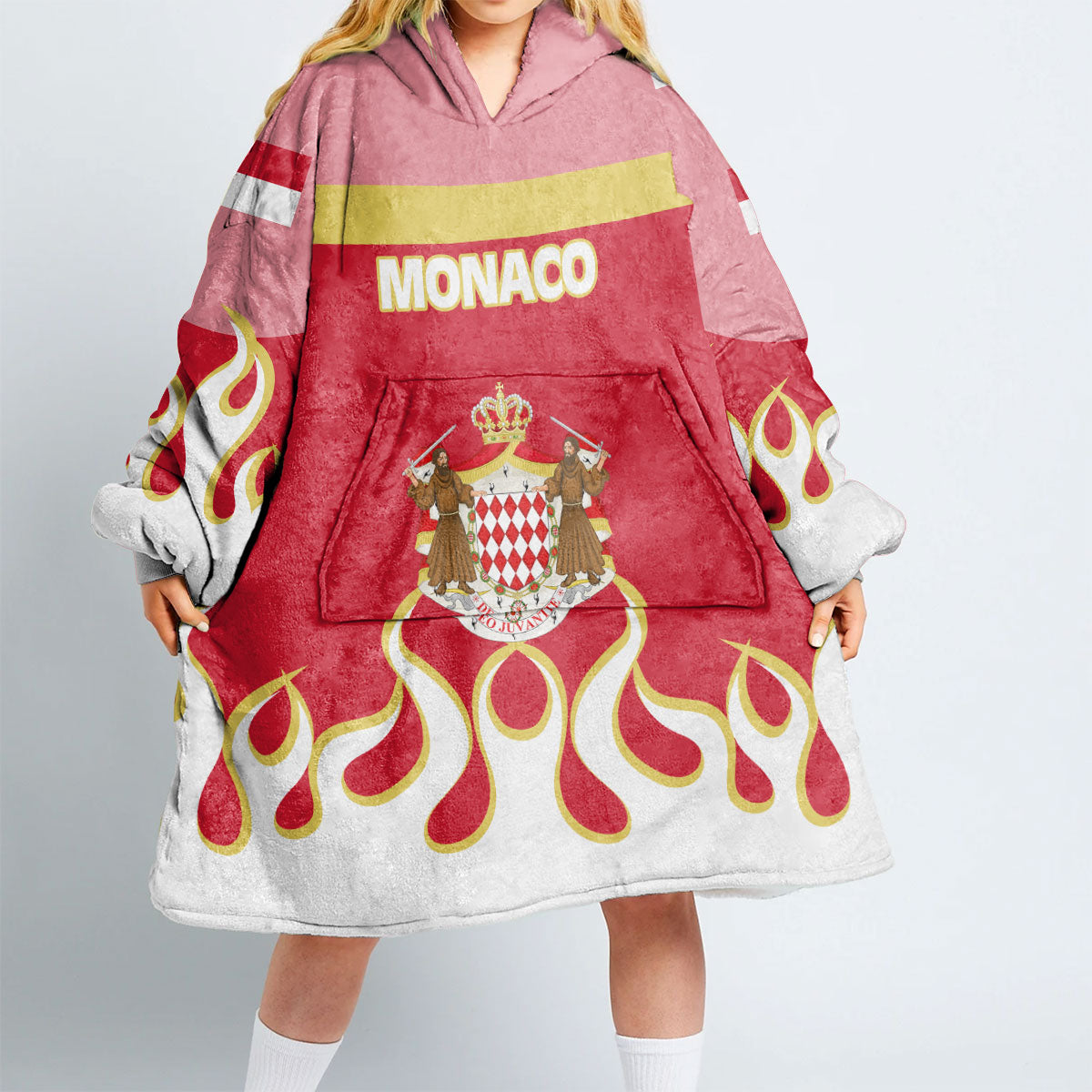 Monaco Snug Hoodie Flag & Coat Of Arms Fire Hockey Style