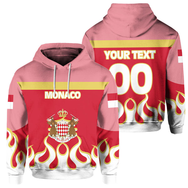 Monaco Hoodie Flag & Coat Of Arms Fire Hockey Style