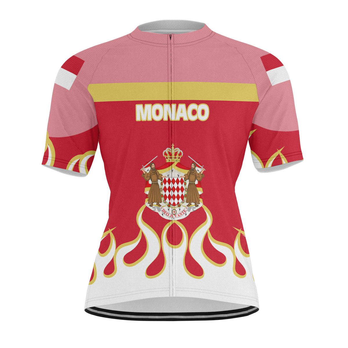 Monaco Men's Cycling Jersey Flag & Coat Of Arms Fire Hockey Style