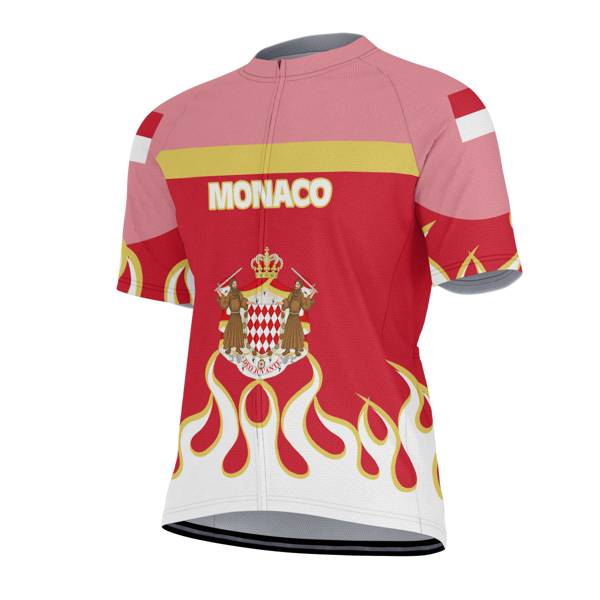 Monaco Men's Cycling Jersey Flag & Coat Of Arms Fire Hockey Style