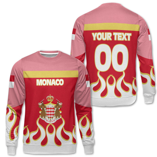 Monaco Sweatshirt Flag & Coat Of Arms Fire Hockey Style