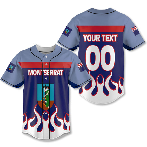 Montserrat Baseball Jersey Flag & Coat Of Arms Fire Hockey Style