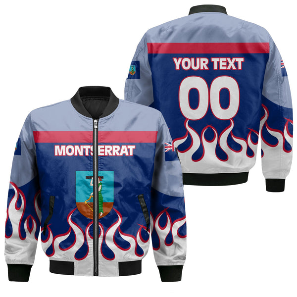 Montserrat Bomber Jacket Flag & Coat Of Arms Fire Hockey Style