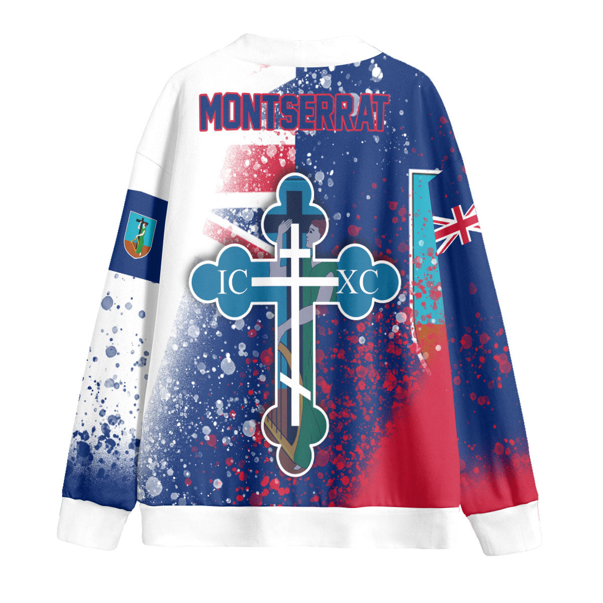 Montserrat Fleece Cardigan Flag & Coat Of Arms Orthodox Style