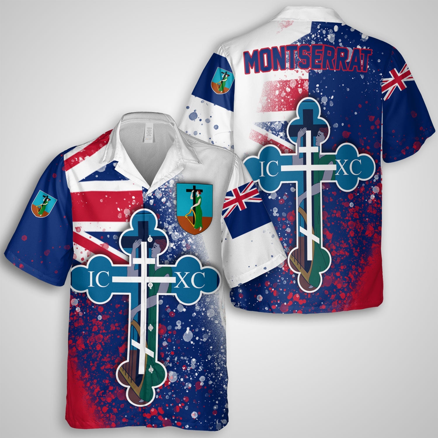 Montserrat Hawaiian Shirt Flag & Coat Of Arms Orthodox Style