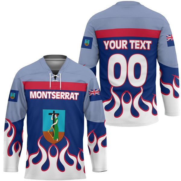 Montserrat Hockey Jersey Flag & Coat Of Arms Fire Hockey Style