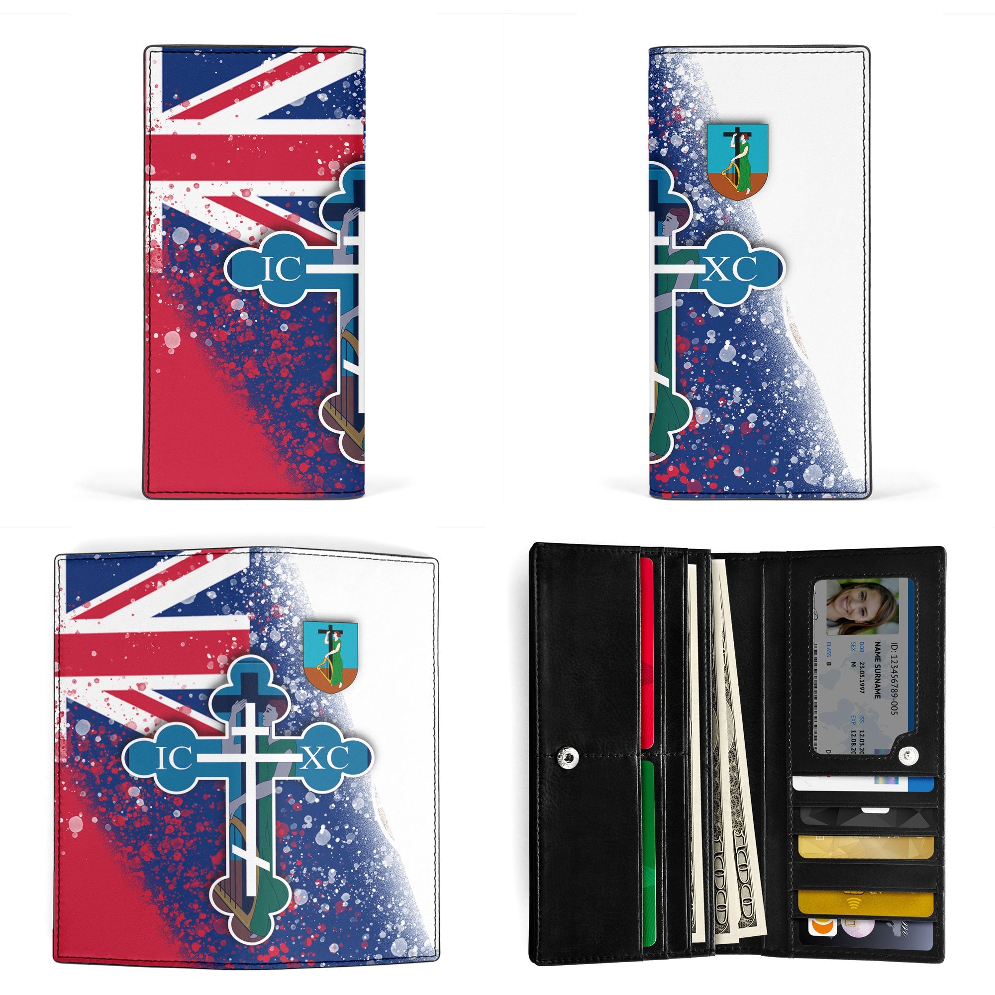 Montserrat Leather Wallet Flag & Coat Of Arms Orthodox Style