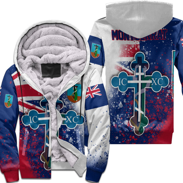 Montserrat Sherpa Hoodie Flag & Coat Of Arms Orthodox Style