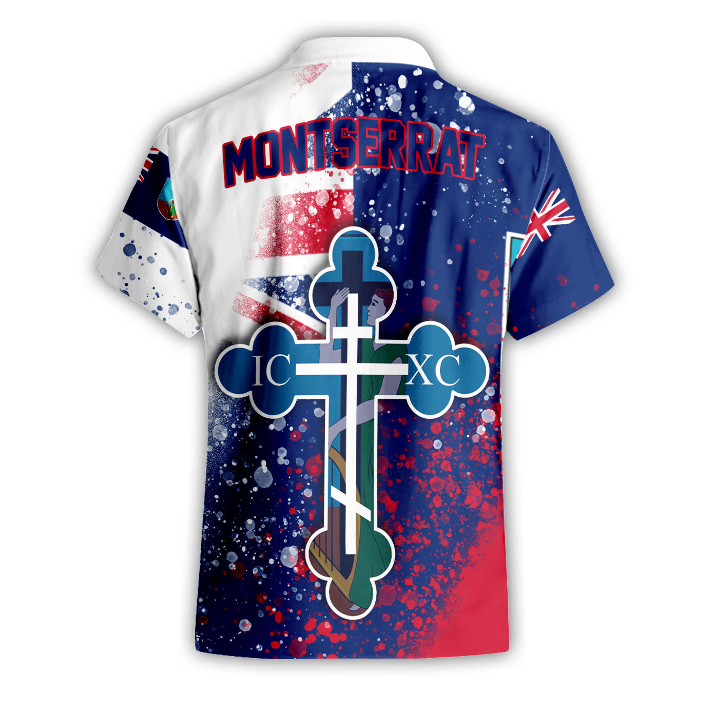 Montserrat Short Sleeve Shirt Flag & Coat Of Arms Orthodox Style