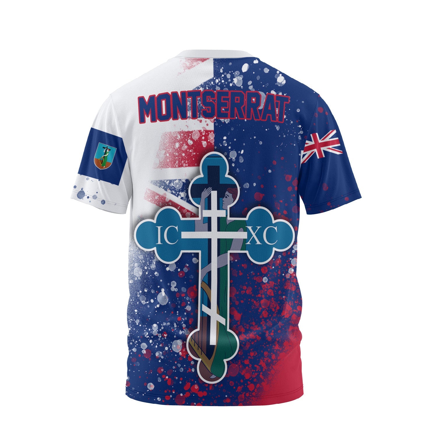 Montserrat T Shirt Flag & Coat Of Arms Orthodox Style