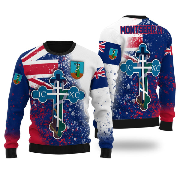 Montserrat Ugly Sweater Flag & Coat Of Arms Orthodox Style