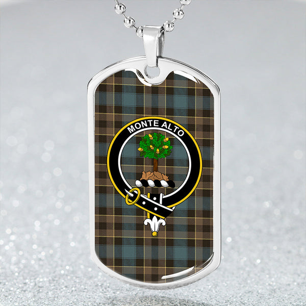 Mowat Weathered Clan Badge Classic Tartan Dog Tag Necklace