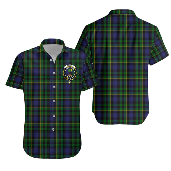 Scottish Tartan Mowat Clan Short Sleeve Casual Shirt Crest Style