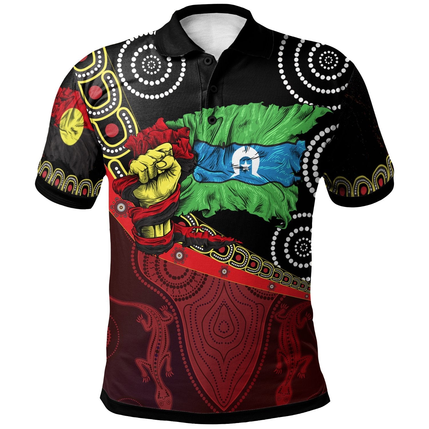 Aboriginal Polo - Flags & Dot Acrylic Paint Style Naidoc Kid Polo Shirt 