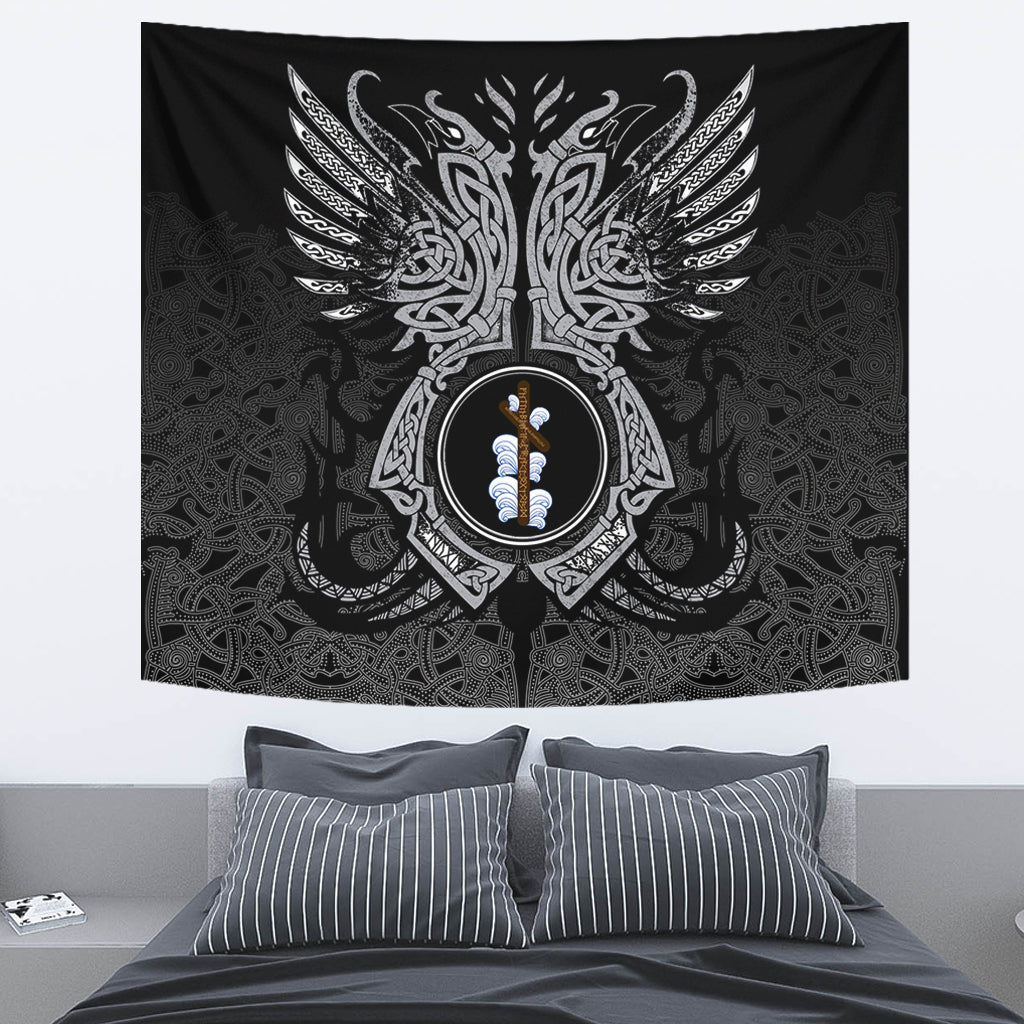 Viking Tapestry Naudiz Rune Raven Tattoo