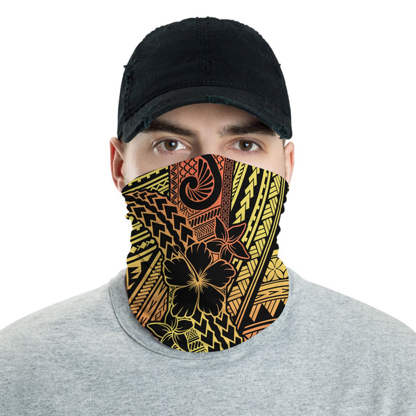 Hawaiian Reggae Neck Gaiter Polynesian Hibiscus Style