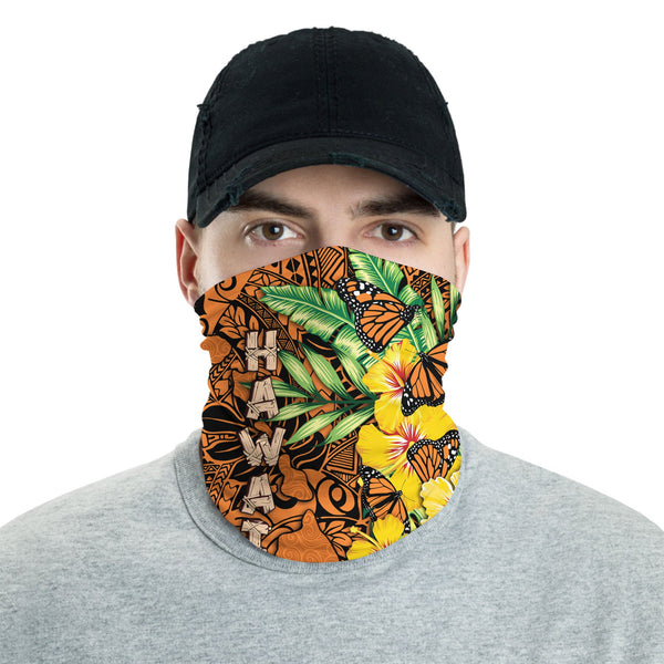 Hawaii Neck Gaiter Kamehameha Butterfly Tropical Style