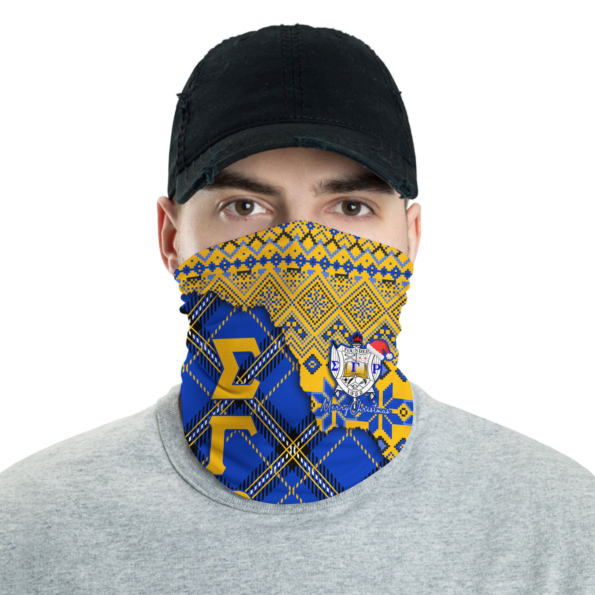 Sorority Neck Gaiter - Christmas Sigma Gamma Rho Girl Neck Gaiter Plaid Background Style