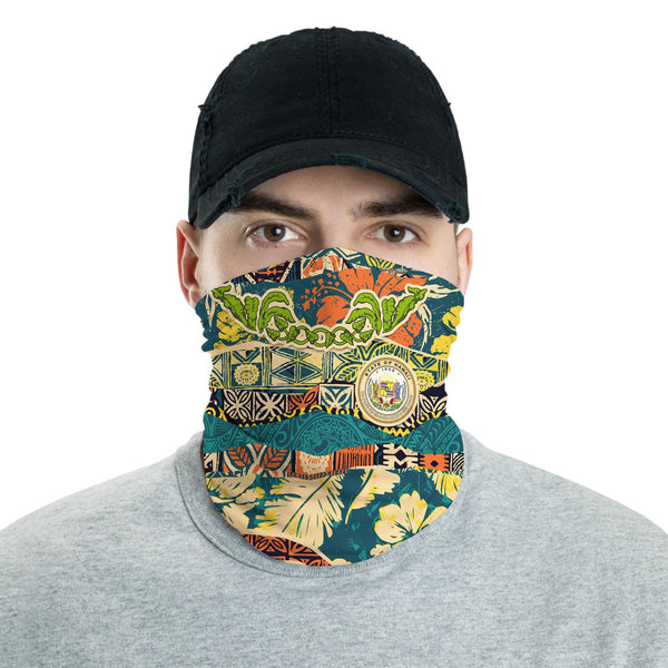 Hawaii Flag Neck Gaiter Coat Of Arm Style