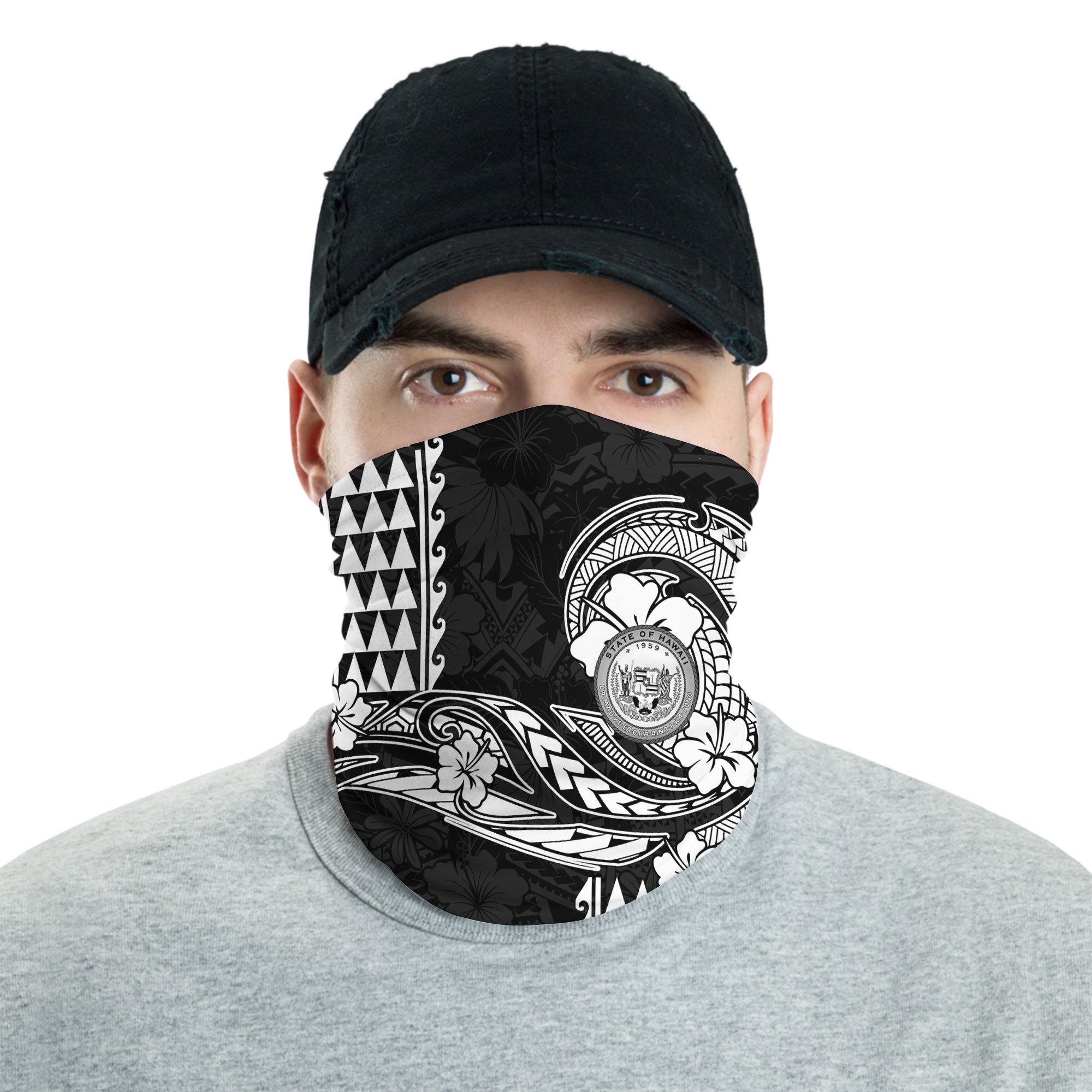 Hawaii Seal Neck Gaiter Turtle & Map Style