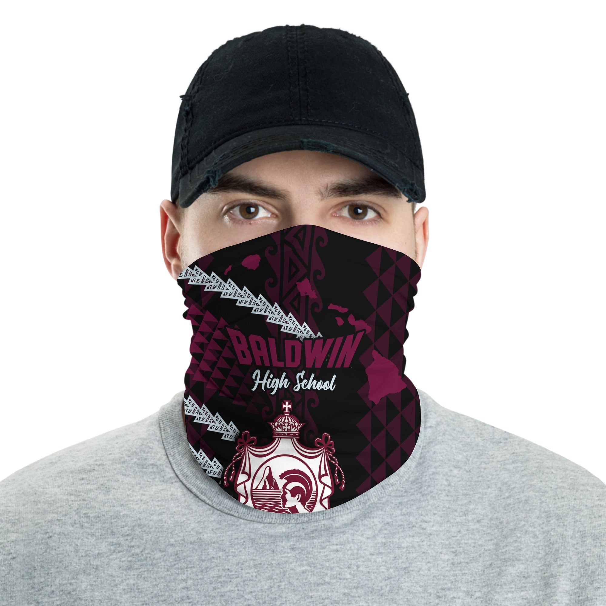 Hawaii Baldwin High School Neck Gaiter Map Style