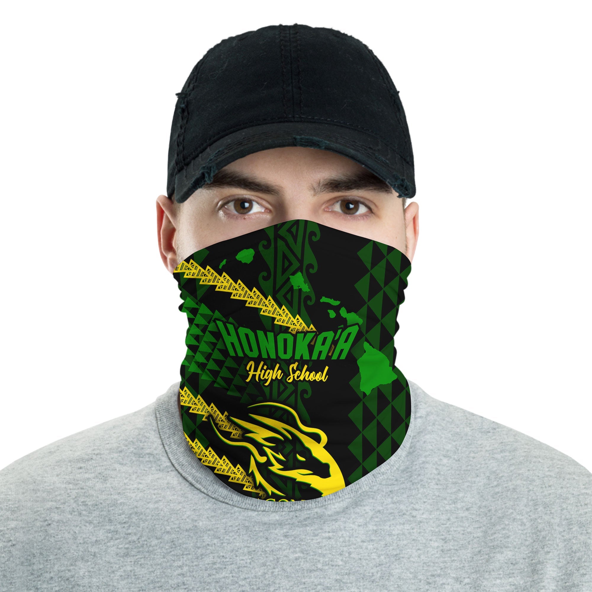 Hawaii Honoka High & Intermediate School Neck Gaiter Map Style