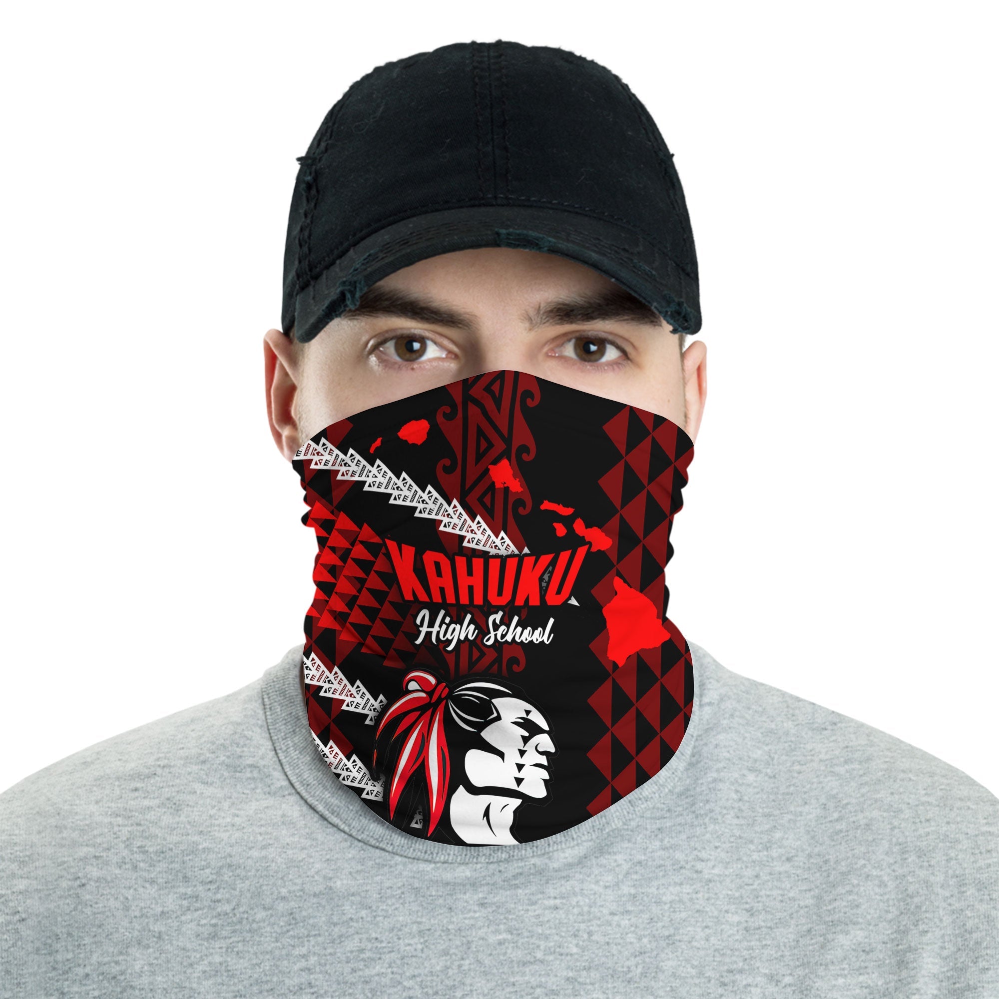 Hawaii Kahuku High & Intermediate School Neck Gaiter Map Style