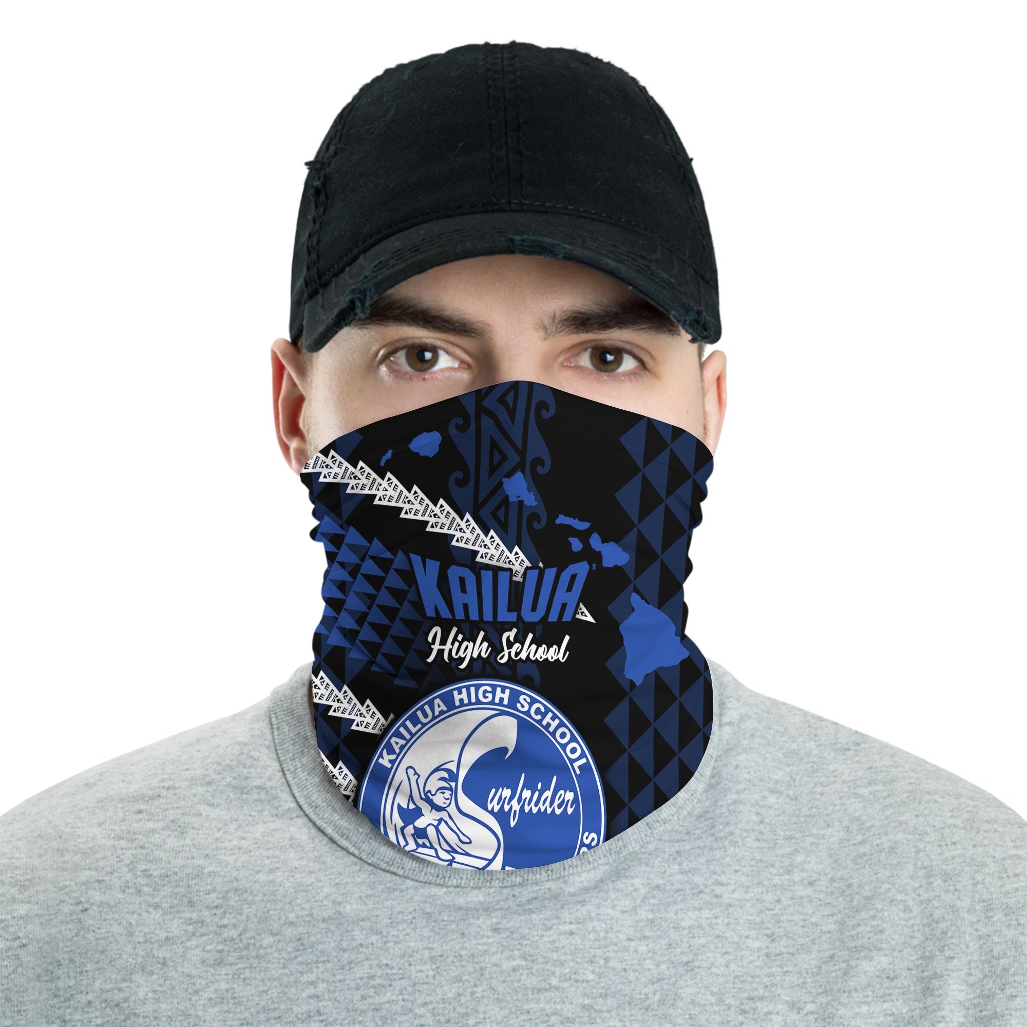 Hawaii Kailua High School Neck Gaiter Map Style