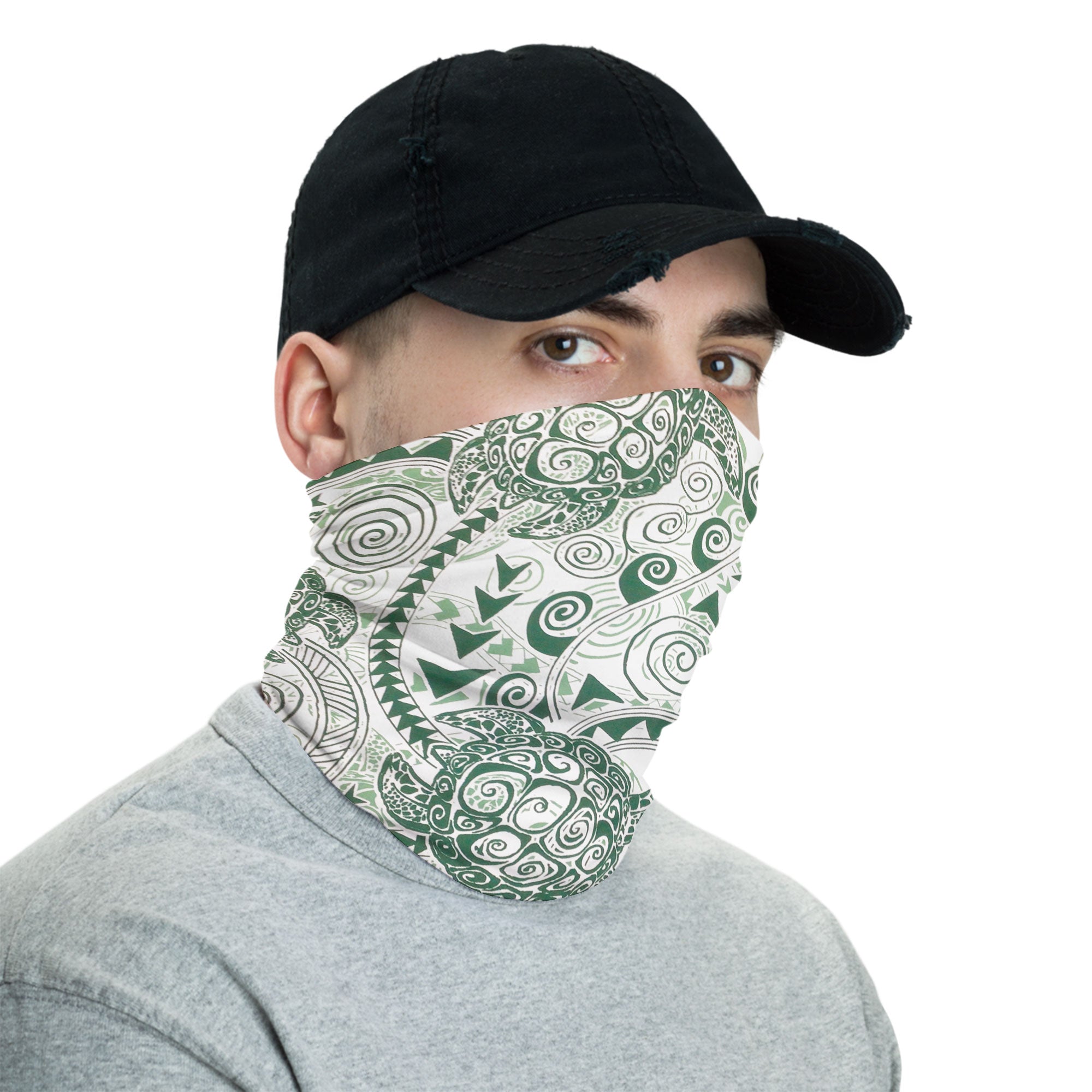 Hawaii Polynesian Turtle Neck Gaiter Green Style