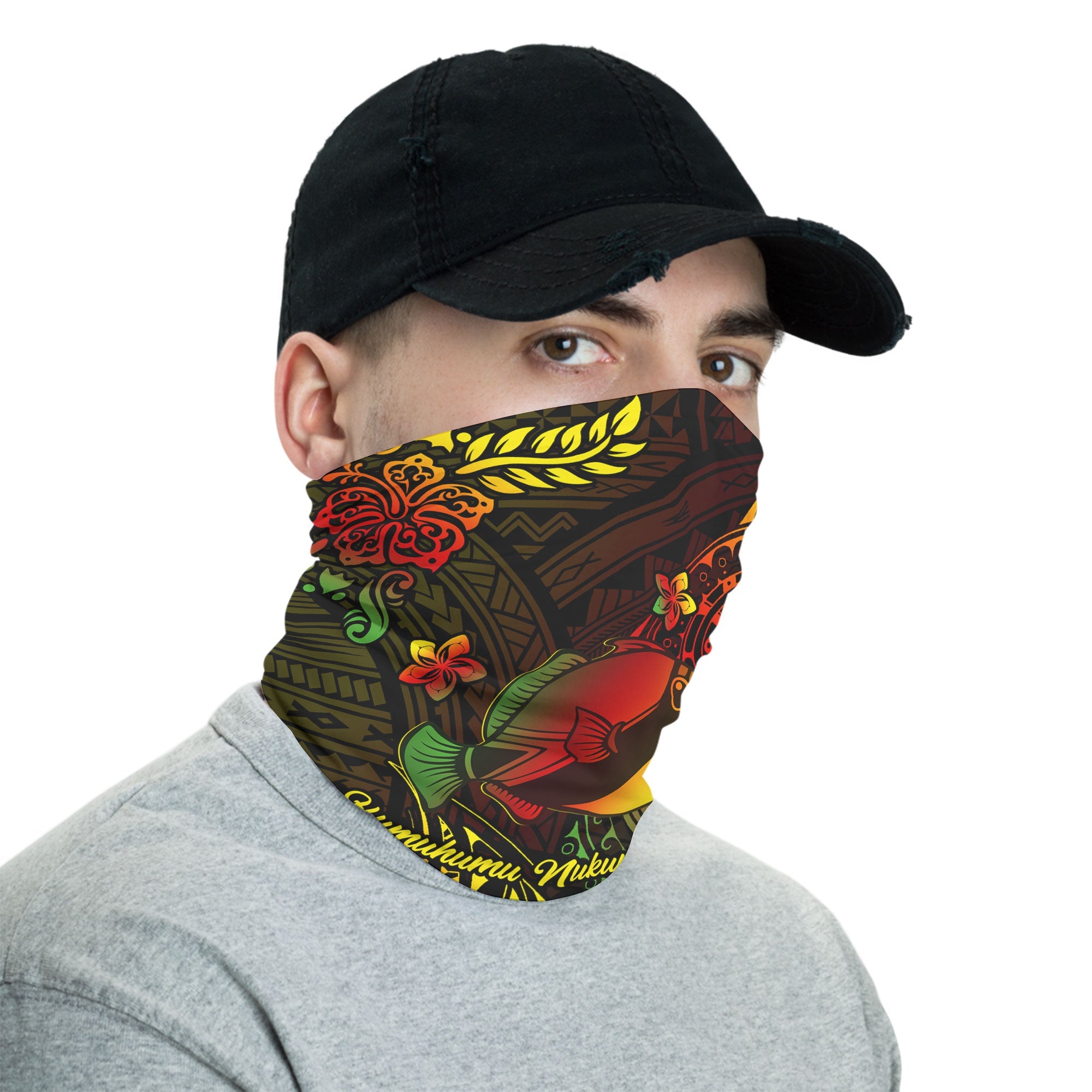 Hawaii Humuhumu Fish Neck Gaiter Reggae Style