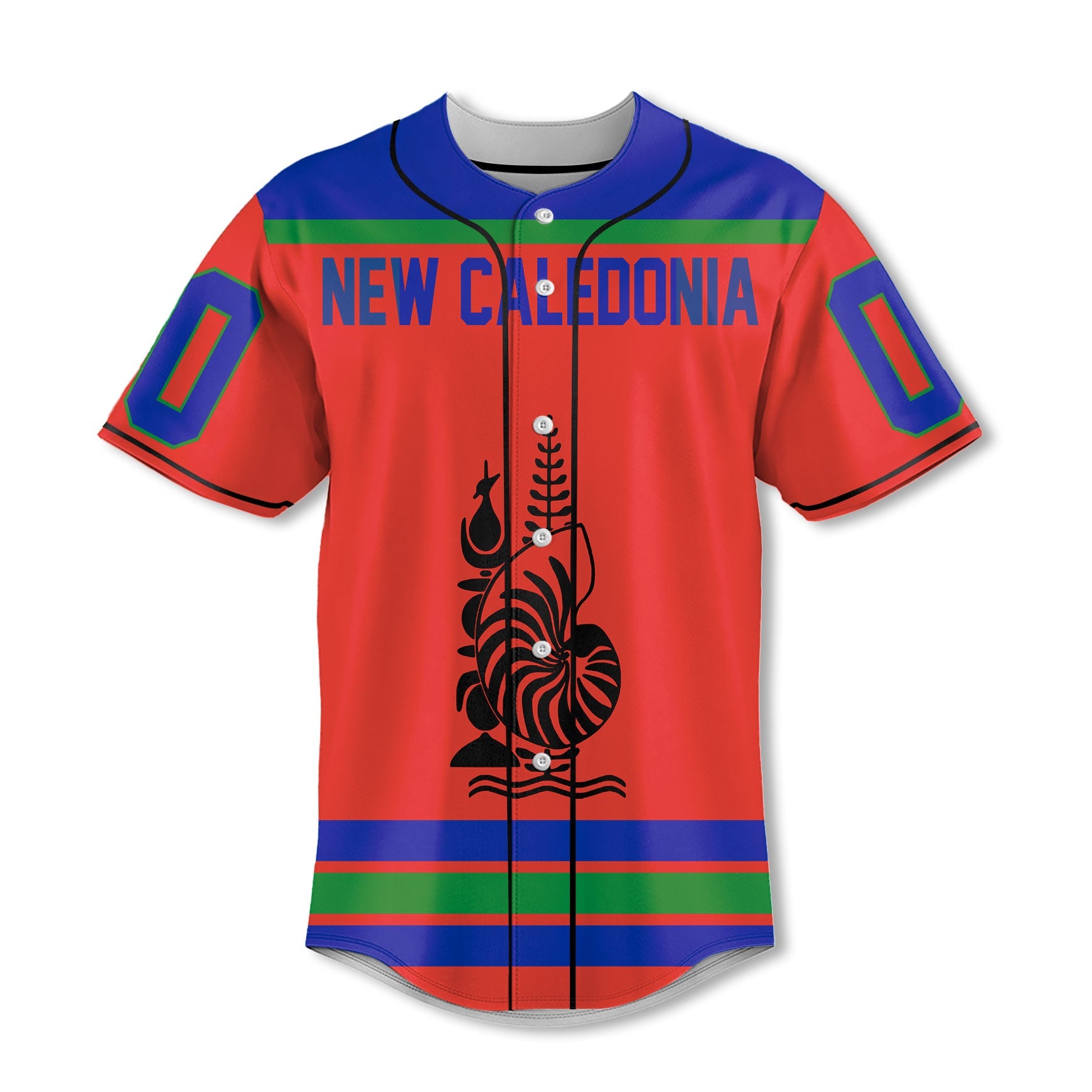 New Caledonia Baseball Jersey Flag & Coat Of Arms Hockey Style