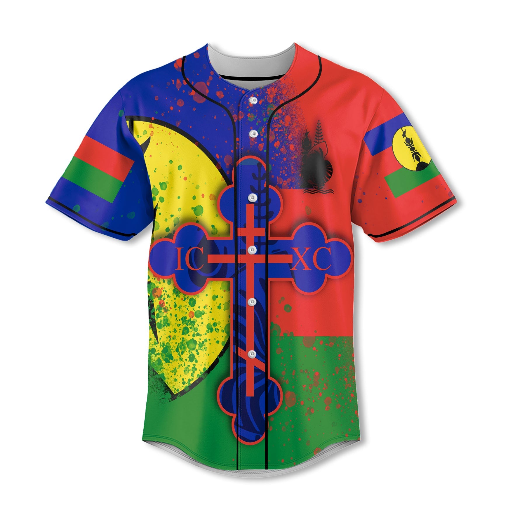 New Caledonia Baseball Jersey Flag & Coat Of Arms Orthodox Style