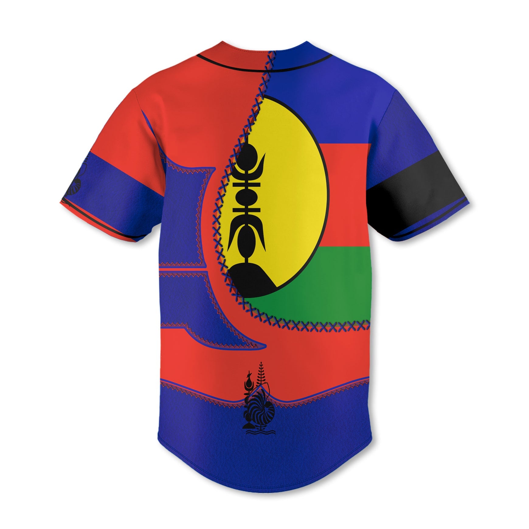 New Caledonia Baseball Jersey Flag & Coat Of Arms Leather Style