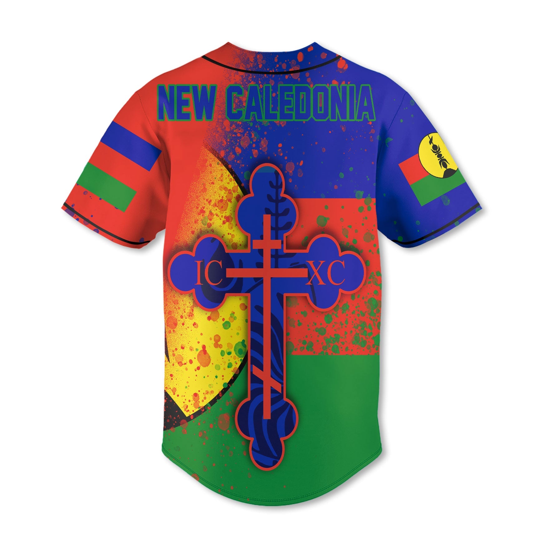 New Caledonia Baseball Jersey Flag & Coat Of Arms Orthodox Style