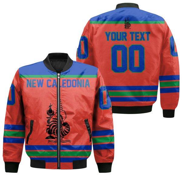 New Caledonia Bomber Jacket Flag & Coat Of Arms Hockey Style