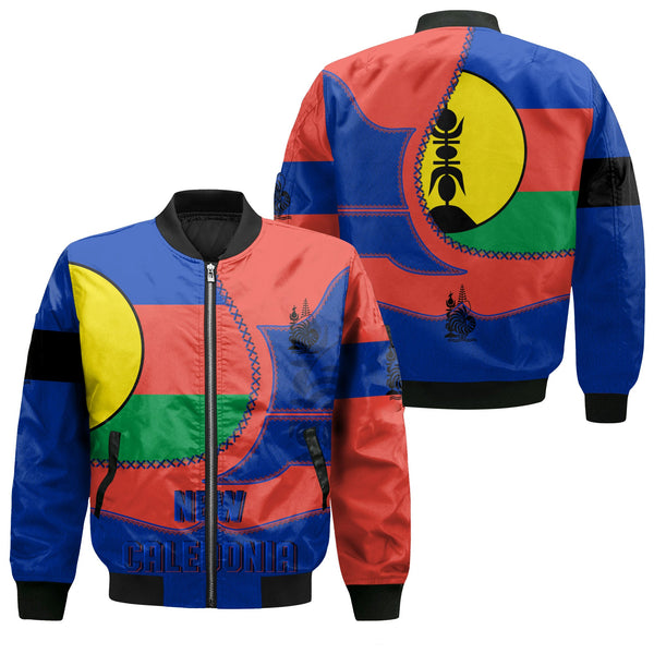 New Caledonia Bomber Jacket Flag & Coat Of Arms Leather Style