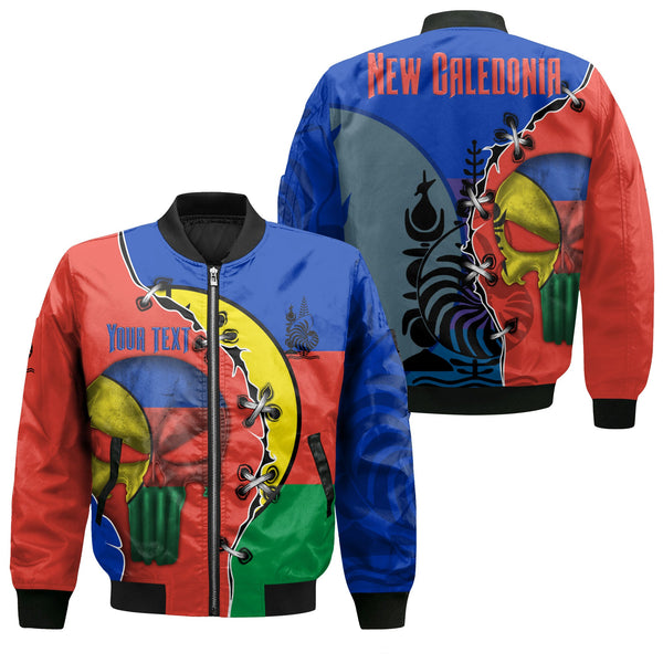 New Caledonia Bomber Jacket Flag & Coat Of Arms Skull Style