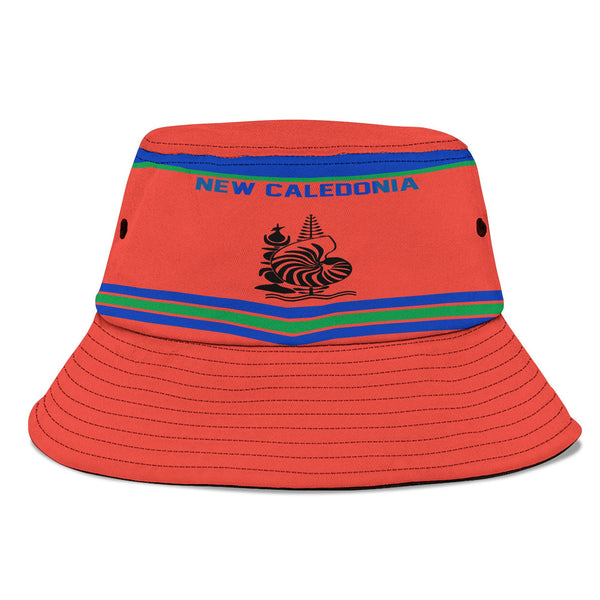 New Caledonia Bucket Hat Flag & Coat Of Arms Hockey Style