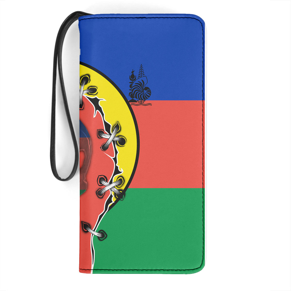 New Caledonia Clutch Purse Flag & Coat Of Arms Skull Style