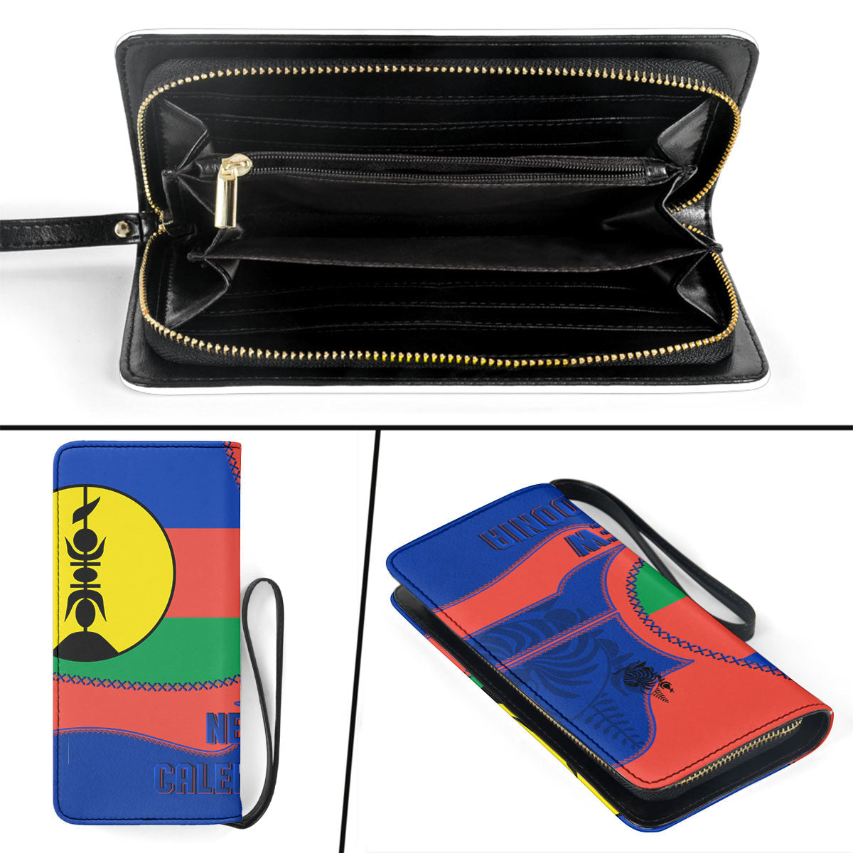 New Caledonia Clutch Purse Flag & Coat Of Arms Leather Style