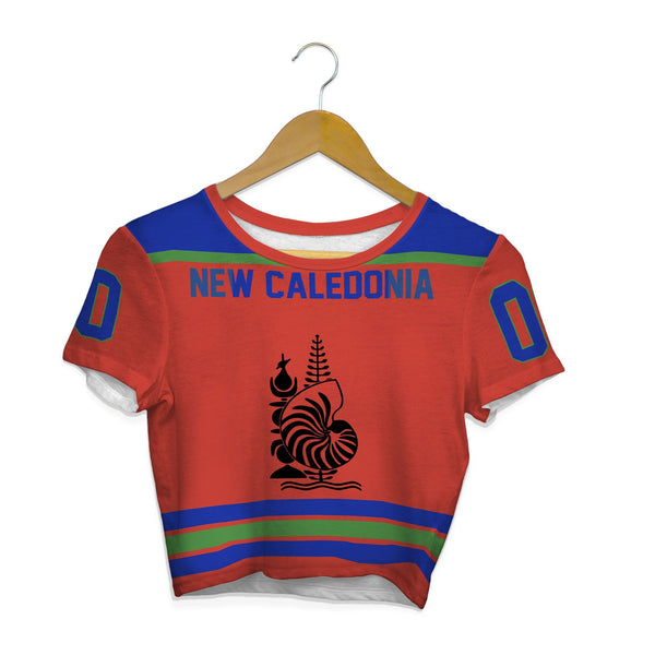 New Caledonia Crop Top T Shirt Flag & Coat Of Arms Hockey Style