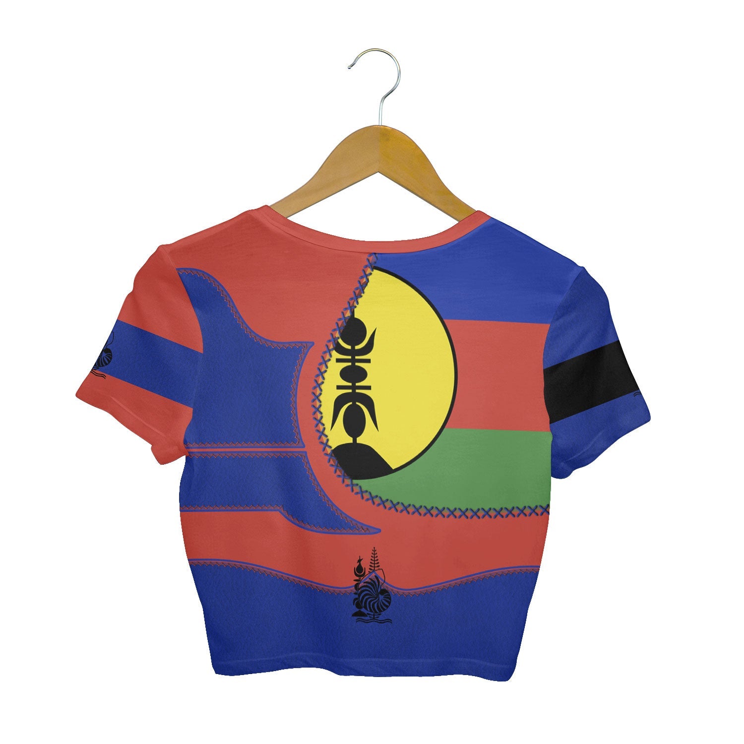 New Caledonia Crop Top T Shirt Flag & Coat Of Arms Leather Style