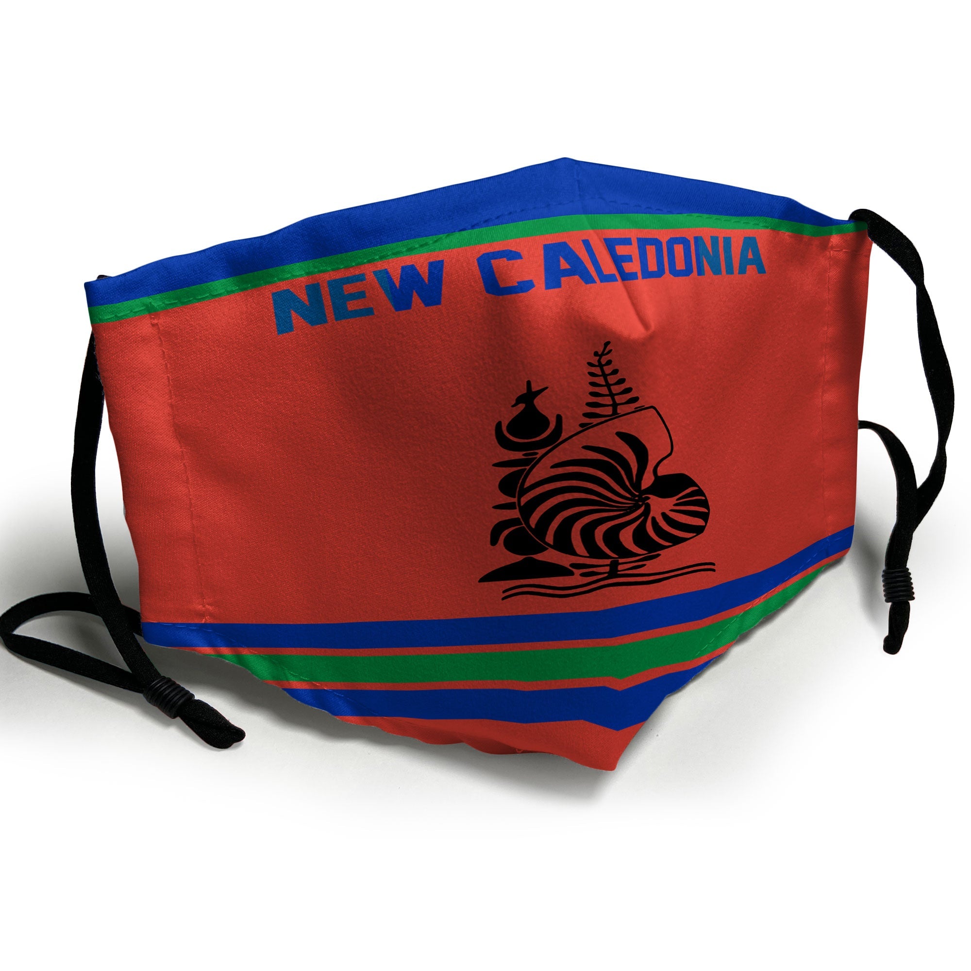 New Caledonia Face Mask Flag & Coat Of Arms Hockey Style